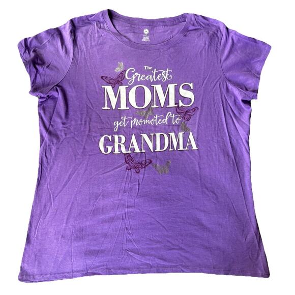 WMT GREATEST MOMS GET PROMOTED TO GRANDMA T-SHIRT PURPLE SZ 3X PLUS SIZE - Picture 1 of 8
